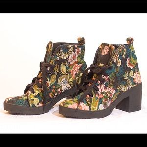 Black Floral Boots